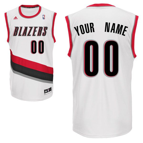 Men Adidas Portland Trail Blazers Custom Replica Home White NBA Jersey->customized nba jersey->Custom Jersey